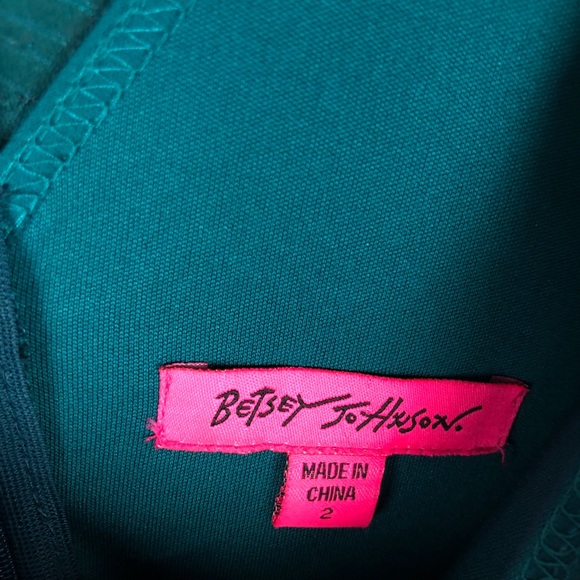 Betsey Johnson Floral Lace Cap Sleeve Dress Teal - Picture 4 of 6